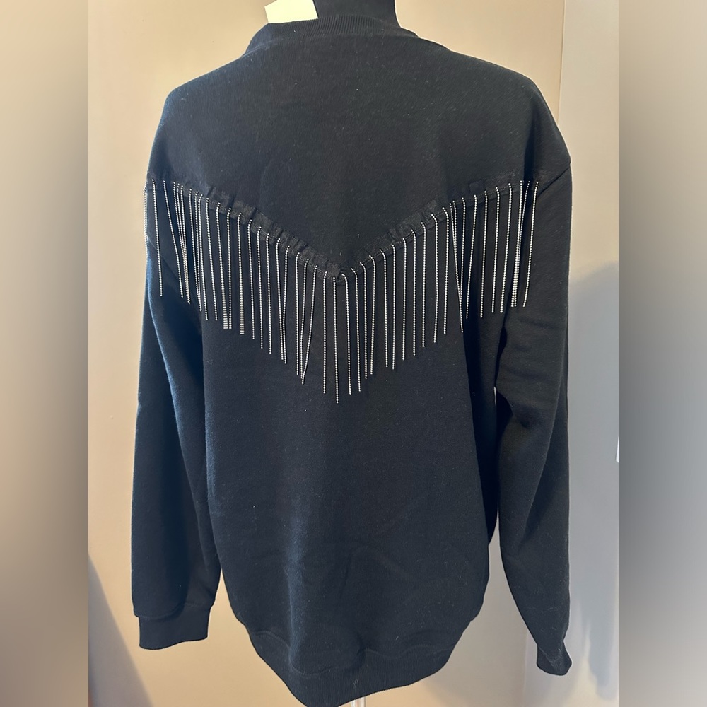 NWT VINYL ICONS BLONDIE studded Chain Fringe sweatshirt Large L - Picture 2 of 6